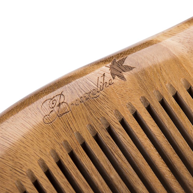 Breezelike Mini No Static Sandalwood Round Handle Comb for Detangling