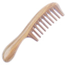 Breezelike No Static Big Size Thick Round Handle Green Sandalwood Wide Tooth Comb
