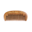 Breezelike No Static Sandalwood Pocket Wide Tooth Comb with Golden Flower Painting