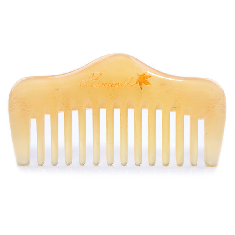 Breezelike No Static Mini Hill Shaped Sheep Horn Pocket Wide Tooth Comb