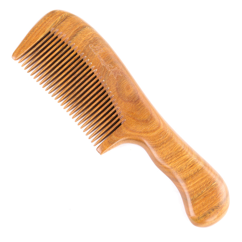 Breezelike No Static One Piece Wavy Handle Sandalwood Fine Tooth Comb