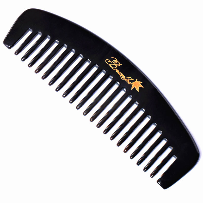 Breezelike No Static Black Buffalo Horn Wide Tooth Comb