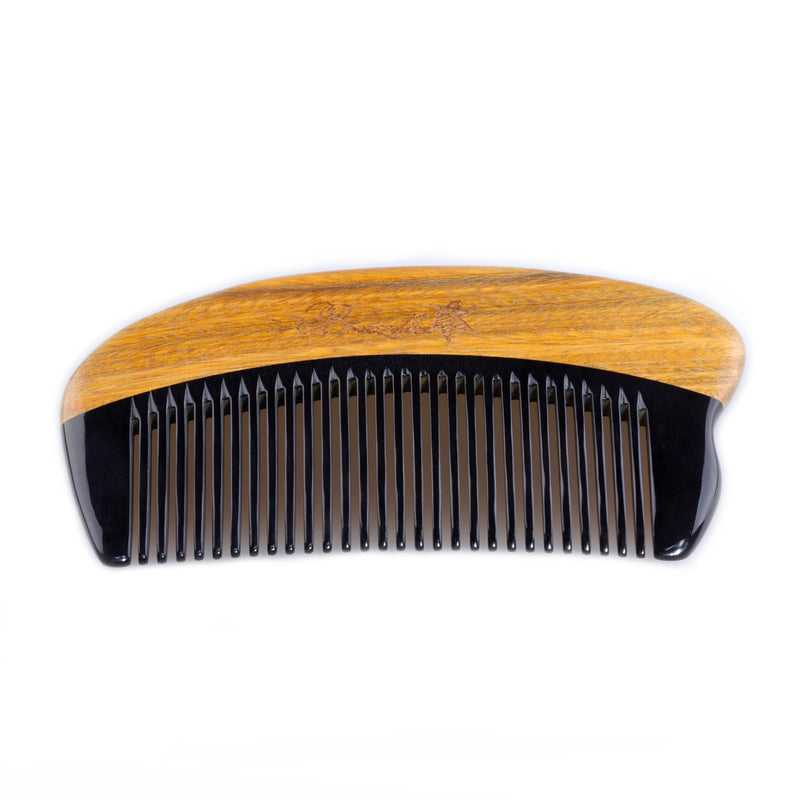Breezelike No Static Black Buffalo Horn with Sandalwood Pocket Comb