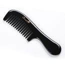 Breezelike No Static Round Handle Black Buffalo Horn Wide Tooth Comb