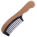 Breezelike No Static Black Buffalo Horn Wide Tooth Comb with Wavy Green Sandalwood Handle