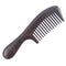 Breezelike No Static Ebony Wood Wide Tooth Comb with Round Handle