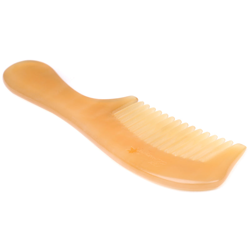 Breezelike No Static Round Handle Sheep Horn Wide Tooth Comb for Detangling