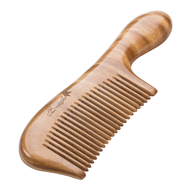 Breezelike Mini No Static Sandalwood Round Handle Comb for Detangling