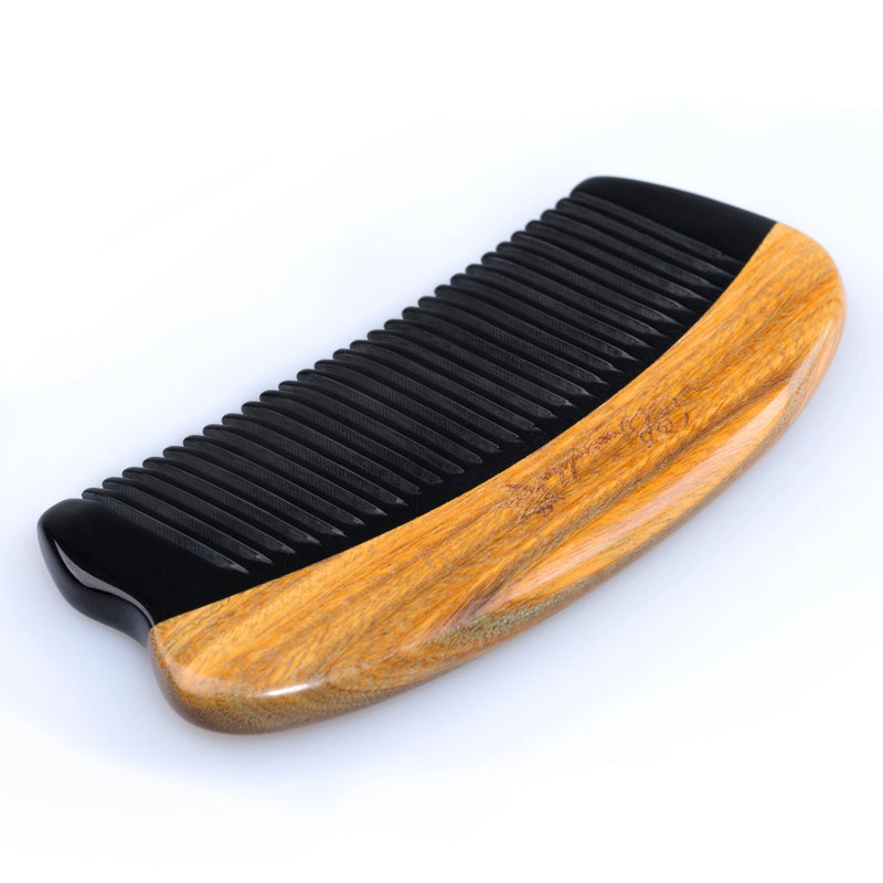 Breezelike No Static Black Buffalo Horn with Sandalwood Pocket Comb