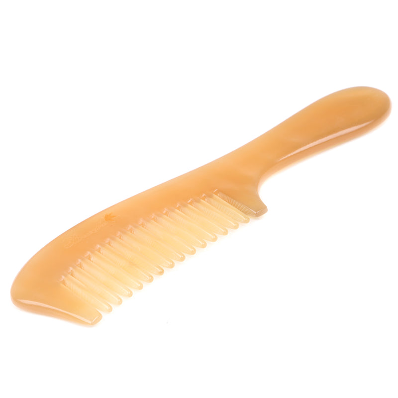 Breezelike No Static Round Handle Sheep Horn Wide Tooth Comb for Detangling