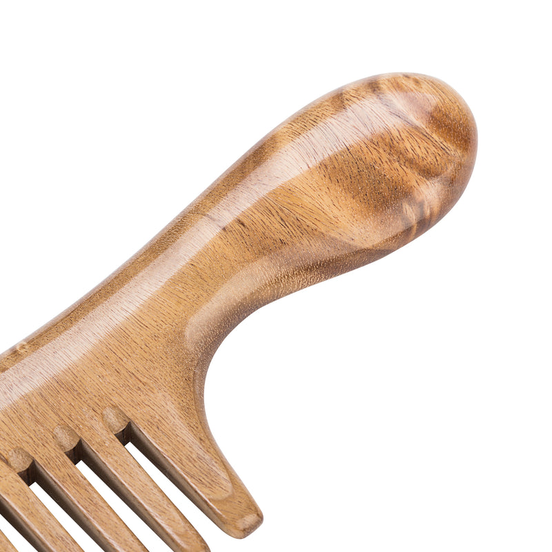 Breezelike Mini No Static Sandalwood Round Handle Wide Tooth Comb for Detangling