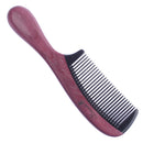 Breezelike No Static Black Buffalo Horn Fine Tooth Comb with Round Purpleheart Wood Handle