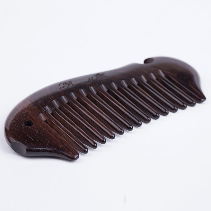 Fish Wide Comb Breezelike No Static Fish Shaped Ebony Wood (Black Sandalwood) Wide ...