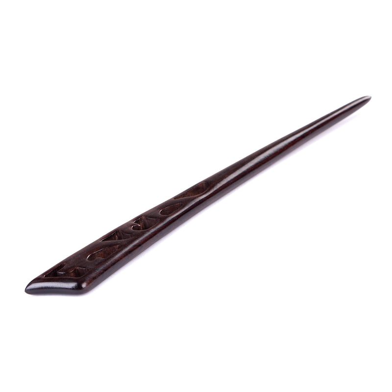 Breezelike Handmade Carved Ebony Hairpin: Tang Glass