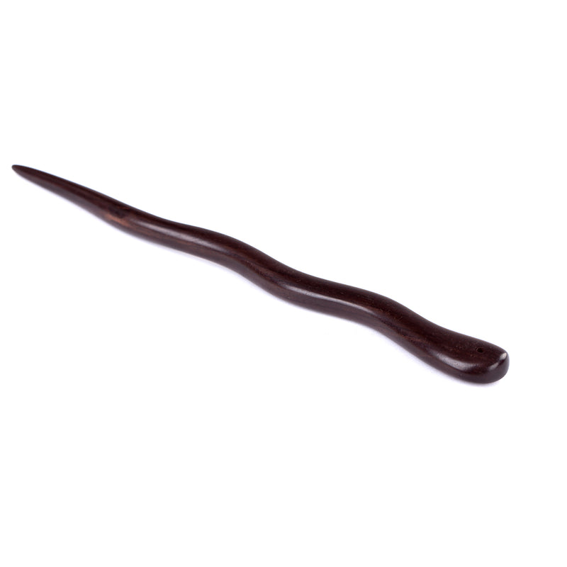 Breezelike Handmade Carved Ebony Hairpin: Snake