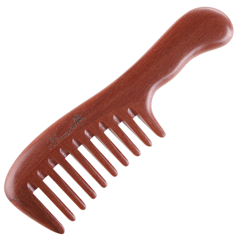 Breezelike No Static Red Sandalwood Wide Tooth Comb for Detangling