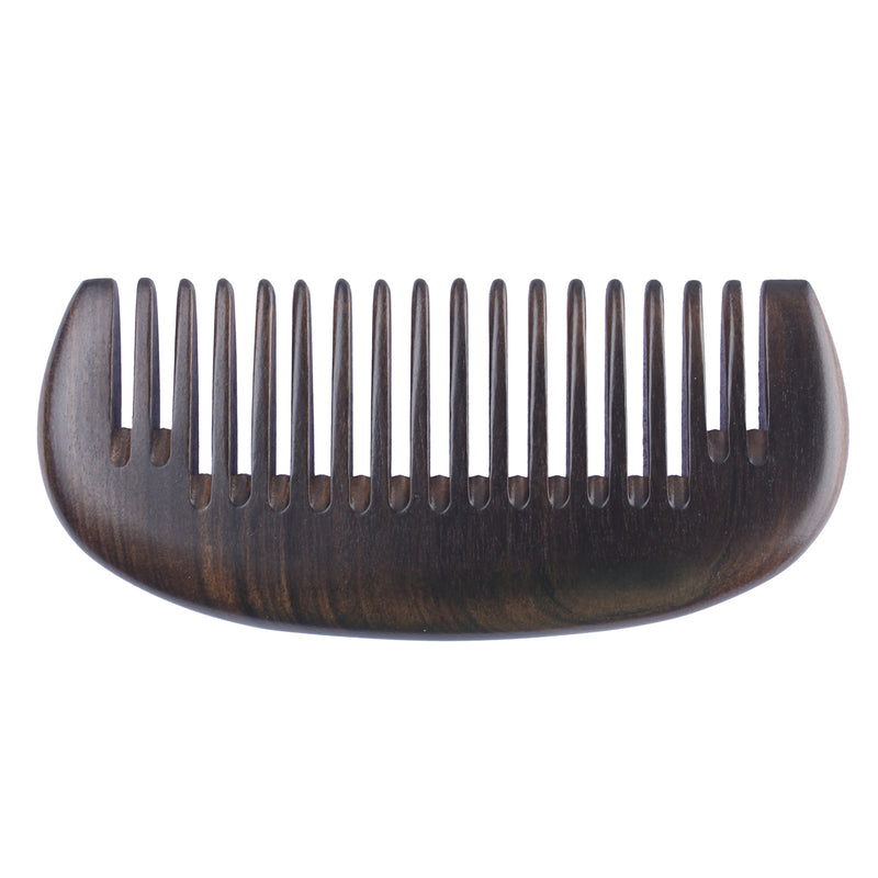 Breezelike No Static Small Chacate Preto Wood Pocket Comb with Painted Golden Flowers