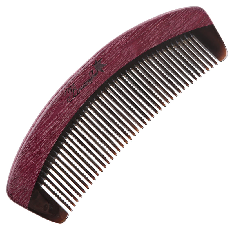 Breezelike No Static Handleless Black Buffalo Horn with Purpleheart Wood Comb