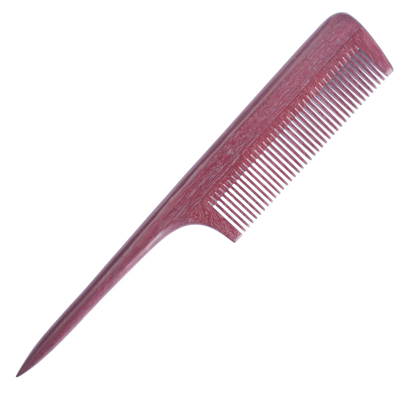 Breezelike No Static Purpleheart Wood Comb Fine Tooth Teasing Tail Comb with Long and Thin Handle