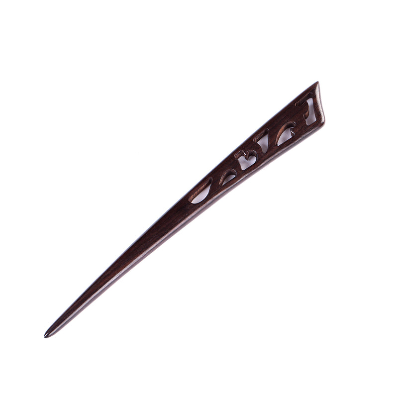 Breezelike Handmade Carved Ebony Hairpin: Tang Glass