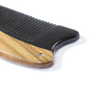 Breezelike No Static Horse Shaped Black Buffalo Horn with Green Sandalwood Pocke Comb