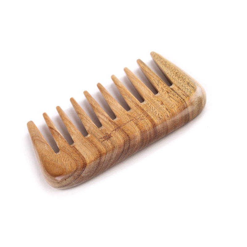 Breezelike No Static Rectangle Shaped Sandalwood Big Size Pocket Wide Tooth Comb