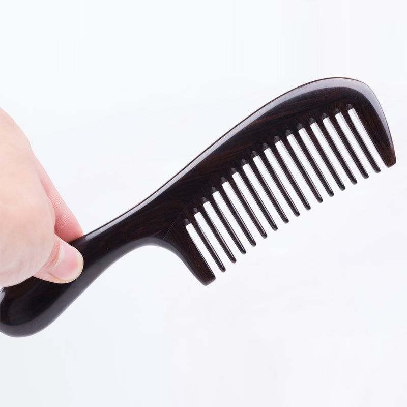 Breezelike No Static Handle Ebony Wide Tooth Comb for detangling