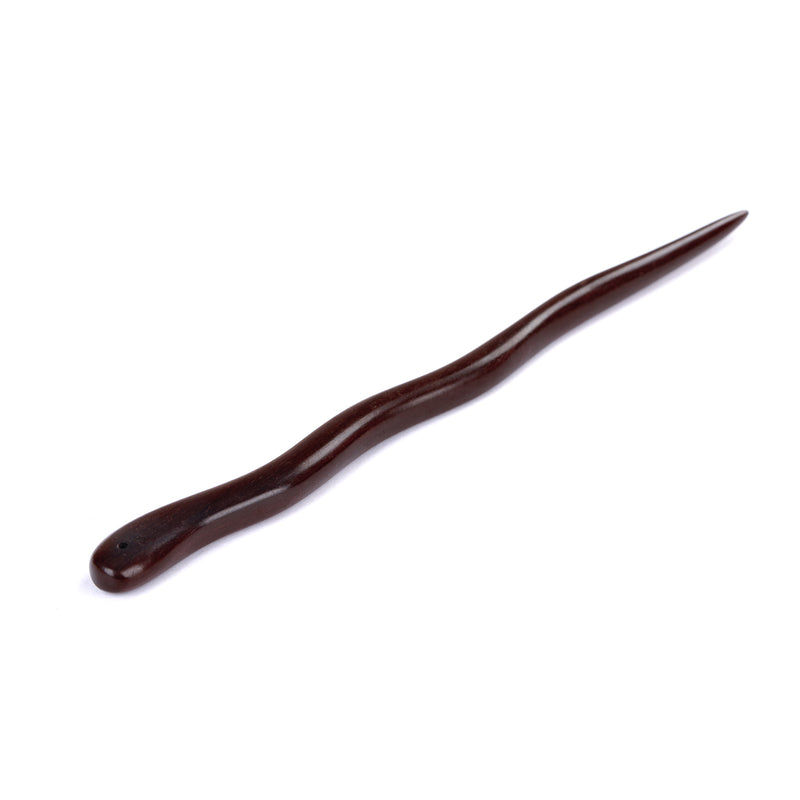 Breezelike Handmade Carved Ebony Hairpin: Snake