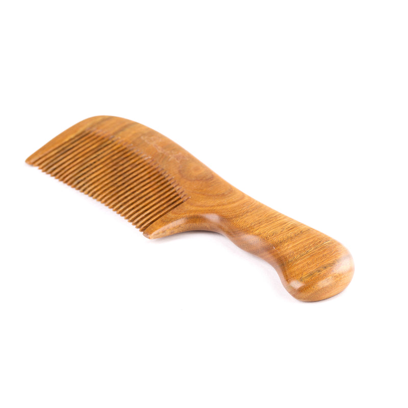 Breezelike No Static One Piece Wavy Handle Sandalwood Fine Tooth Comb