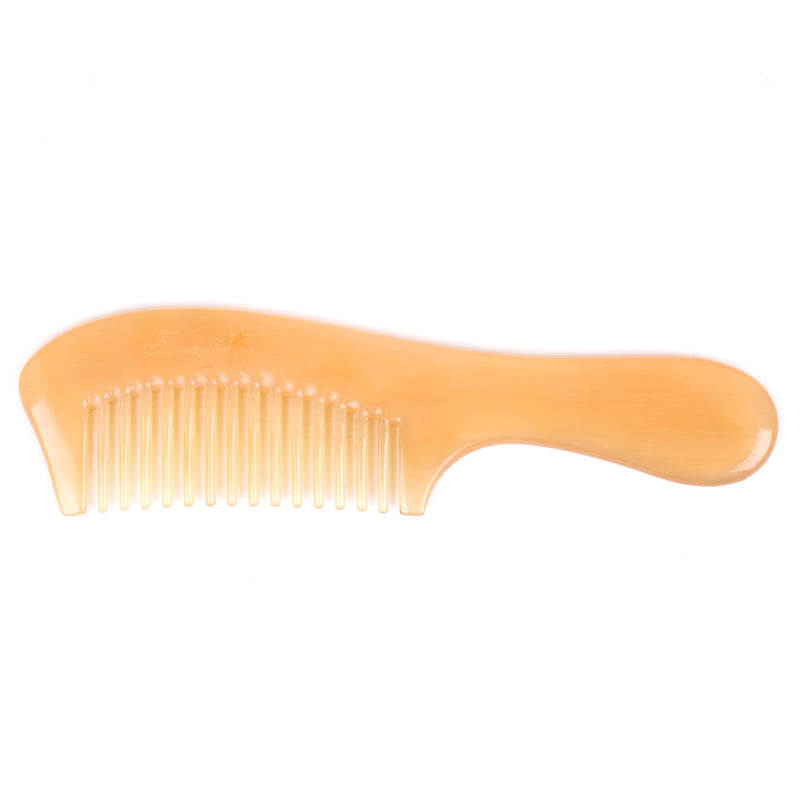 Breezelike No Static Round Handle Sheep Horn Wide Tooth Comb for Detangling