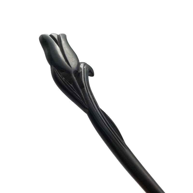 Breezelike Handmade Carved Ebony Hairpin: Tulip