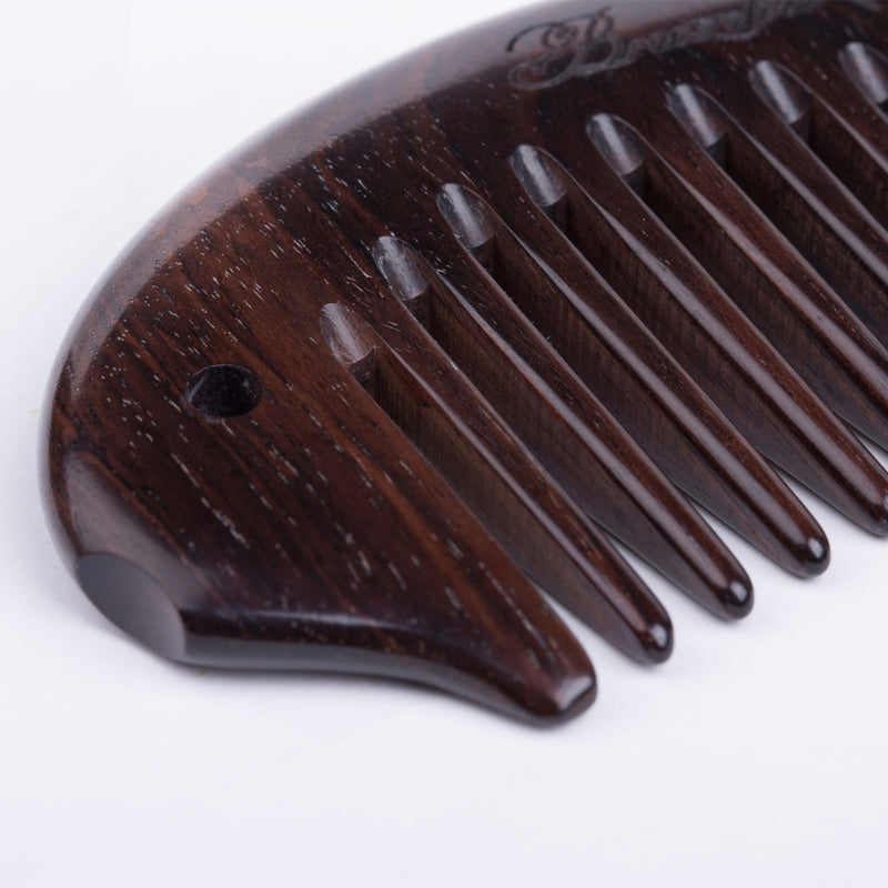 Fish Wide Comb Breezelike No Static Fish Shaped Ebony Wood (Black Sandalwood) Wide ...