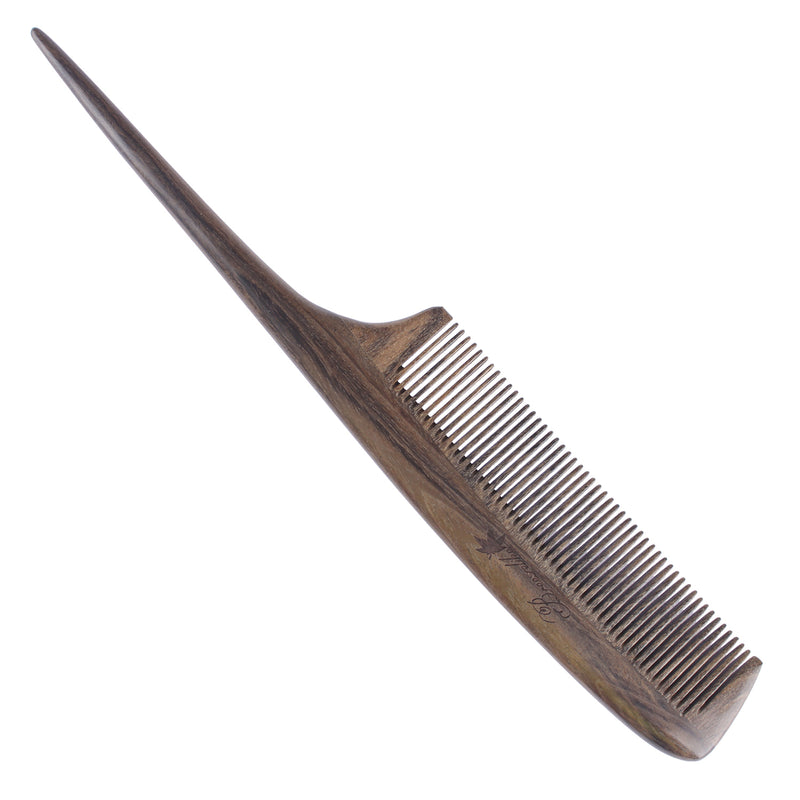 Breezelike No Static Chacate Preto Wood Comb Fine Tooth Teasing Tail Comb with Long and Thin Handle