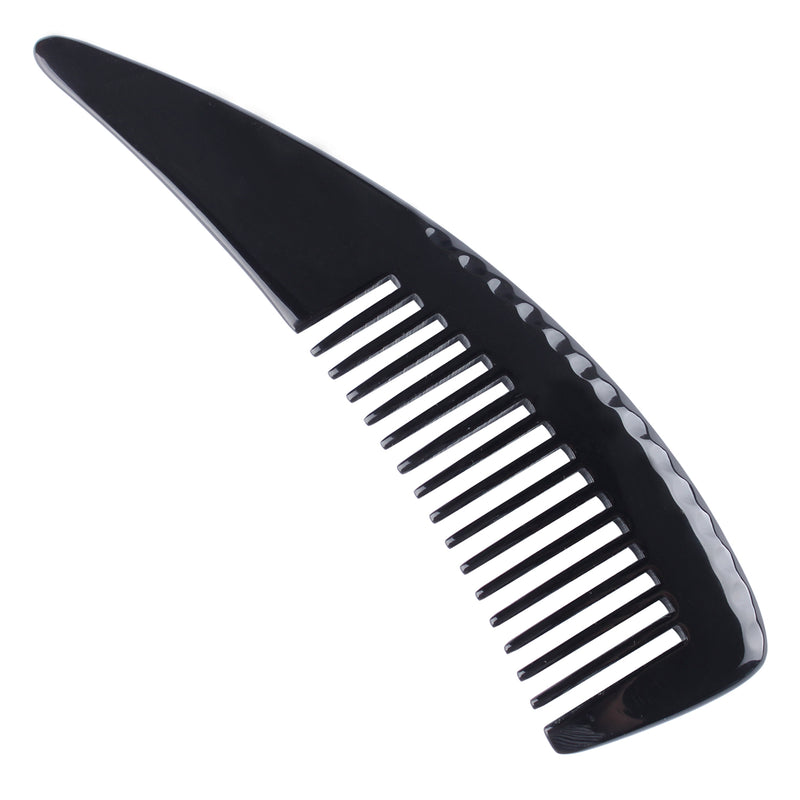 Breezelike No Static Big Size Natural Shaped Black Buffalo Horn Wide Tooth Comb