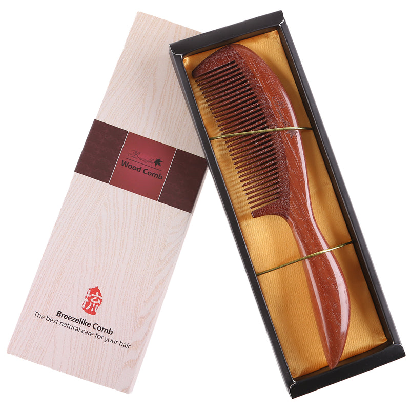 Breezelike No Static Pointed Tail Handle Red Sandalwood Comb
