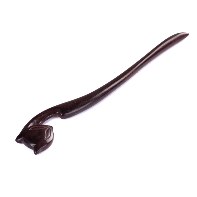 Breezelike Handmade Carved Ebony Hairpin: Fox