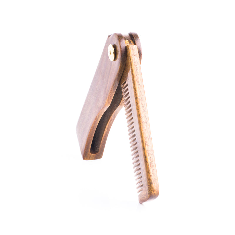 Breezelike Sandalwood Foldable Fine Tooth Wood Comb for Mustache & Hair Beard Comb