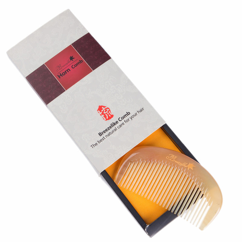 Breezelike No Static Oval Shaped Sheep Horn Pocket Comb